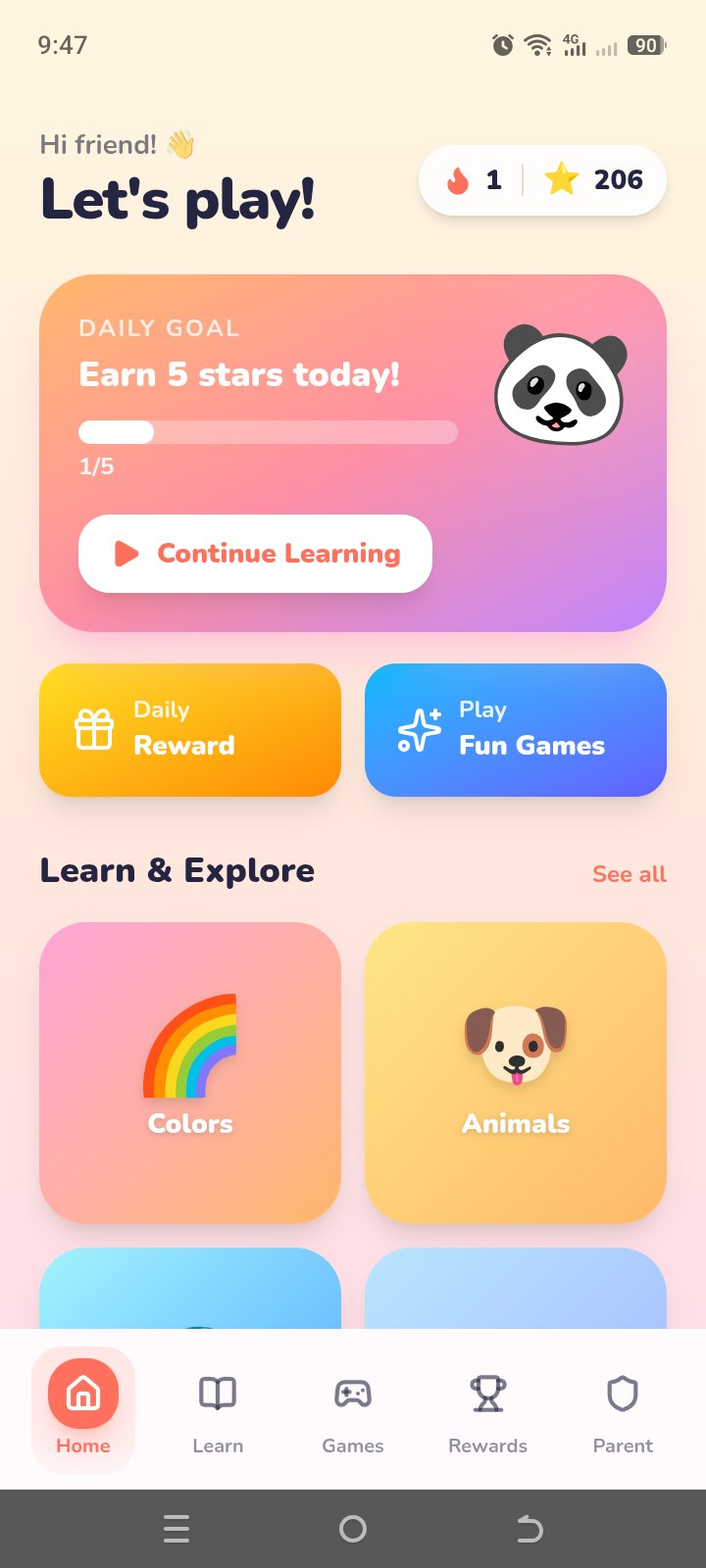 HappyTots app screen