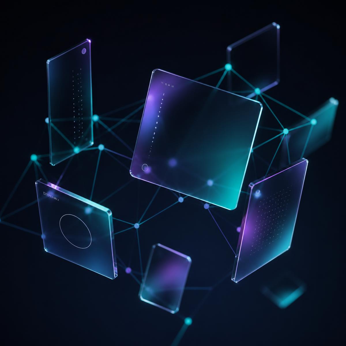 Abstract visual of connected digital product interfaces